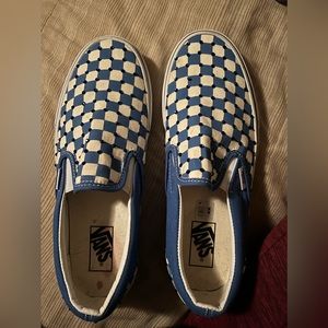 Blue Checkered Vans With individual Swarovski crystals Size Womems 10